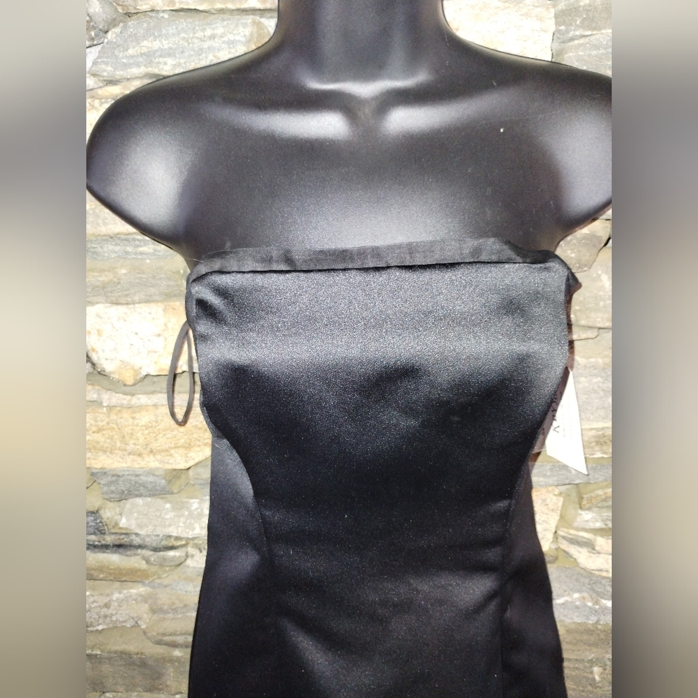 Krysia NWT strapless tea length dress black silk organza neckline - Picture 9 of 10